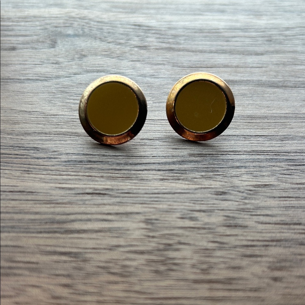 Gold Circular Stud Earrings